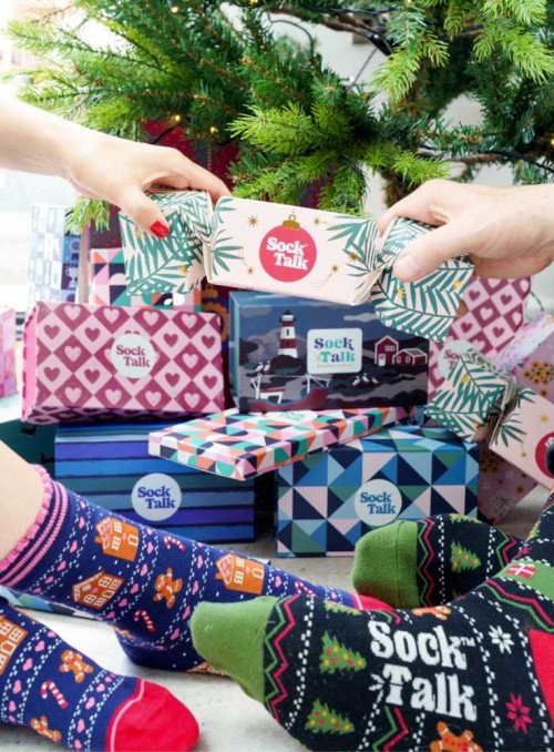 Bambusstrømper i gaveæske, juletræspynt, herre, fra Sock Talk