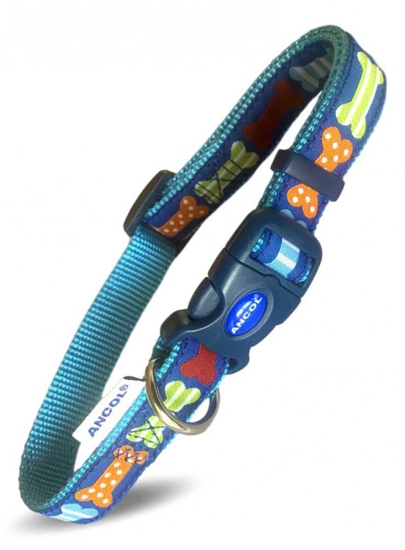 Nylon halsbånd trinløs regulering Blue Bone