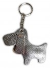 Nøglering ægte læder sølv hund