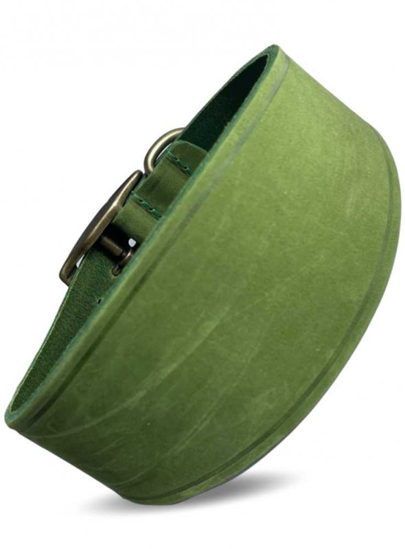 Myndehalsbånd fedtlæder Timberwolf grøn